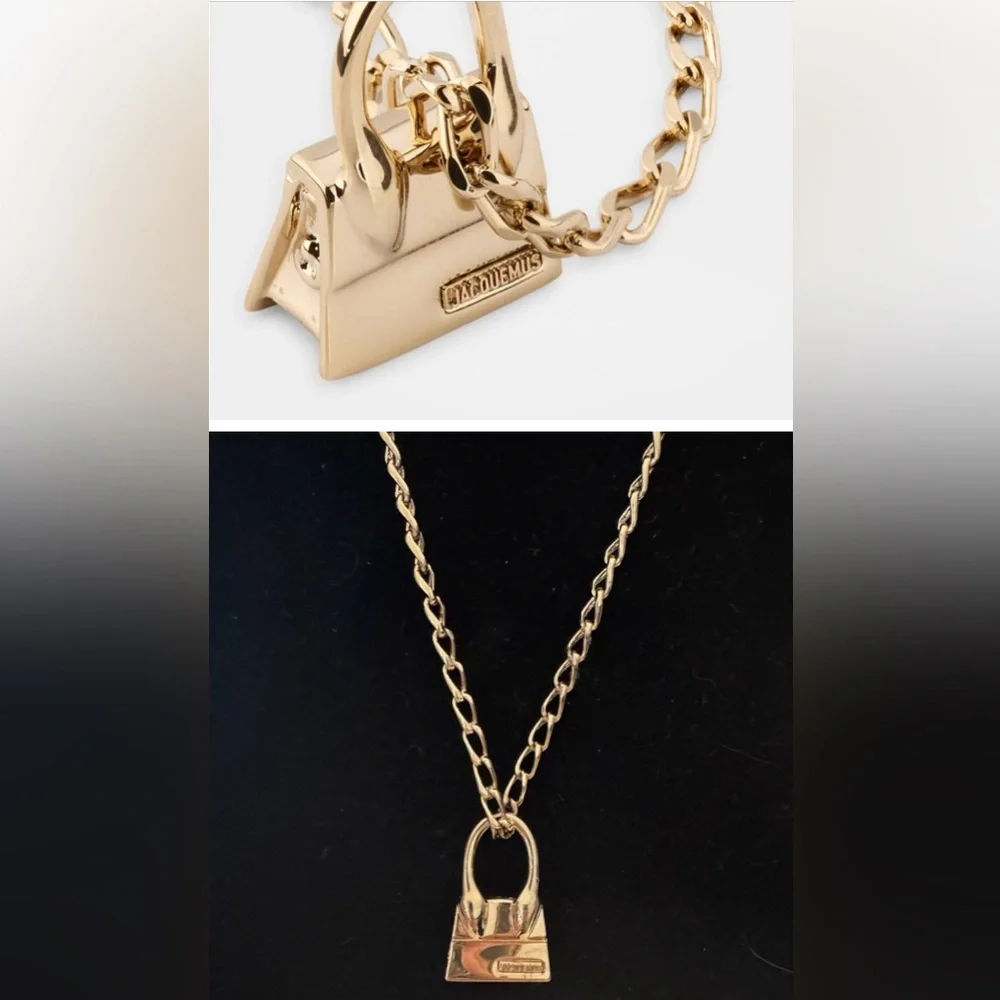 JACQUEMUS Le Chiquito bag charm gold tone necklace with chain new - Picture 1 of 2
